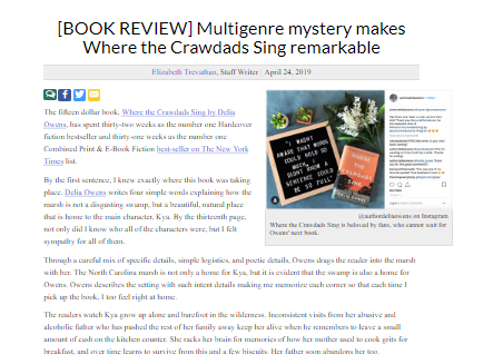 Multigenre mystery makes Where the Crawdads Sing remarkable