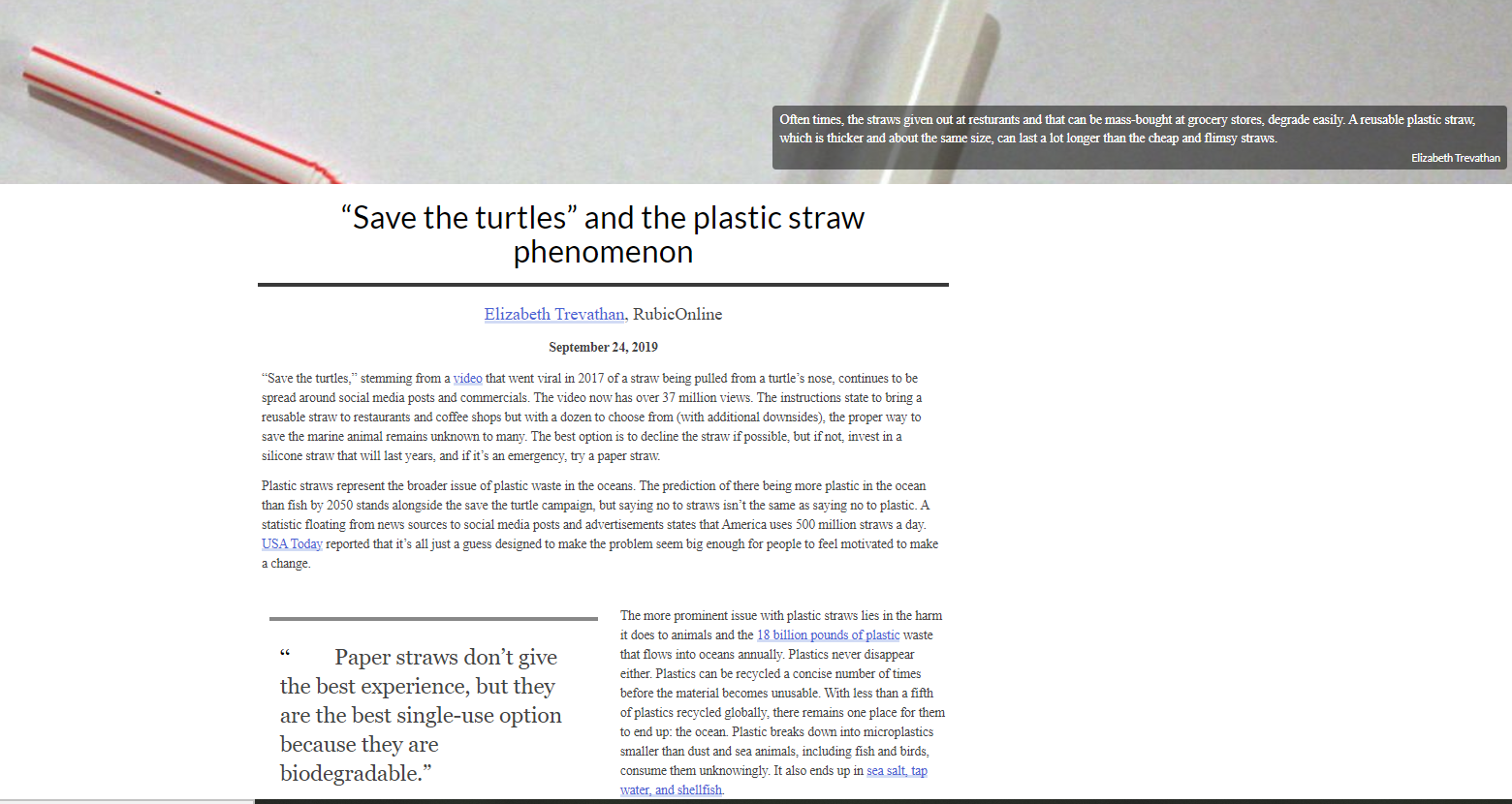 “Save the turtles” and the plastic straw phenomenon