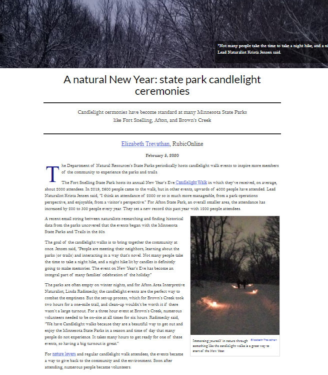 A natural New Year: state park candlelight ceremonies