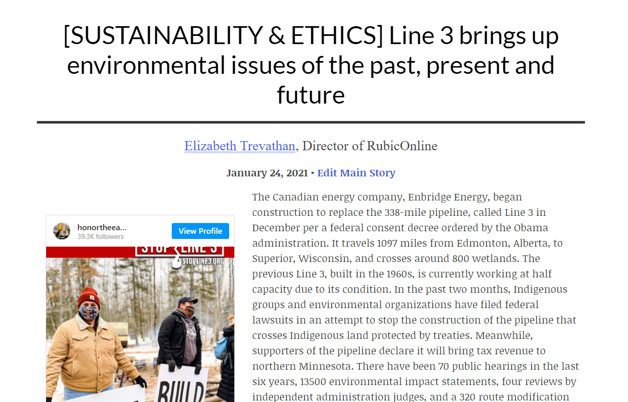 [SUSTAINABILITY & ETHICS] Line 3 brings up environmental issues of the past, present and future