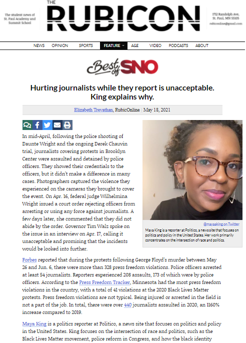 Hurting journalists while they report is unacceptable. King explains why.