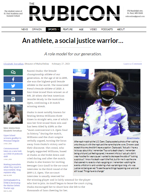 An athlete, a social justice warrior… a role model for our generation
